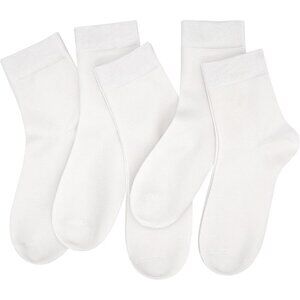 Women 5 Pairs White Crew Thin Ankle Height Anti Odor Soft Ankle Socks